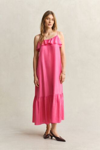 Strappy Silk Midi Dress