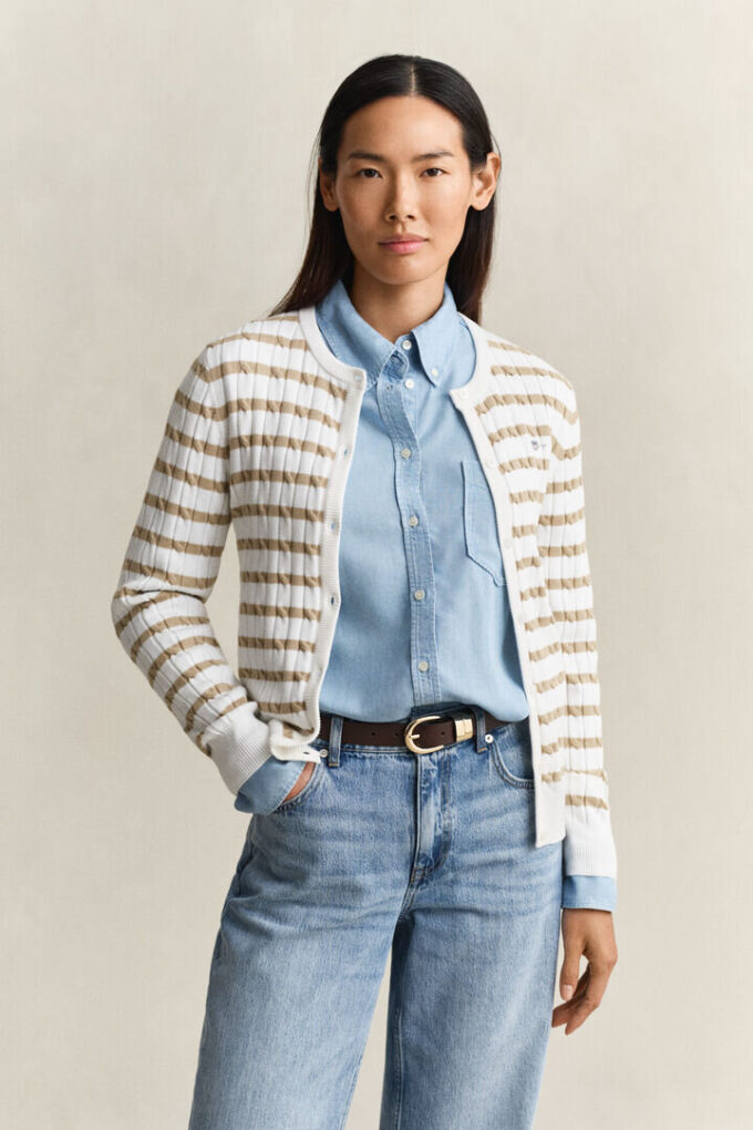 Striped Cable Knit Cardigan Striped Cable Knit Cardigan