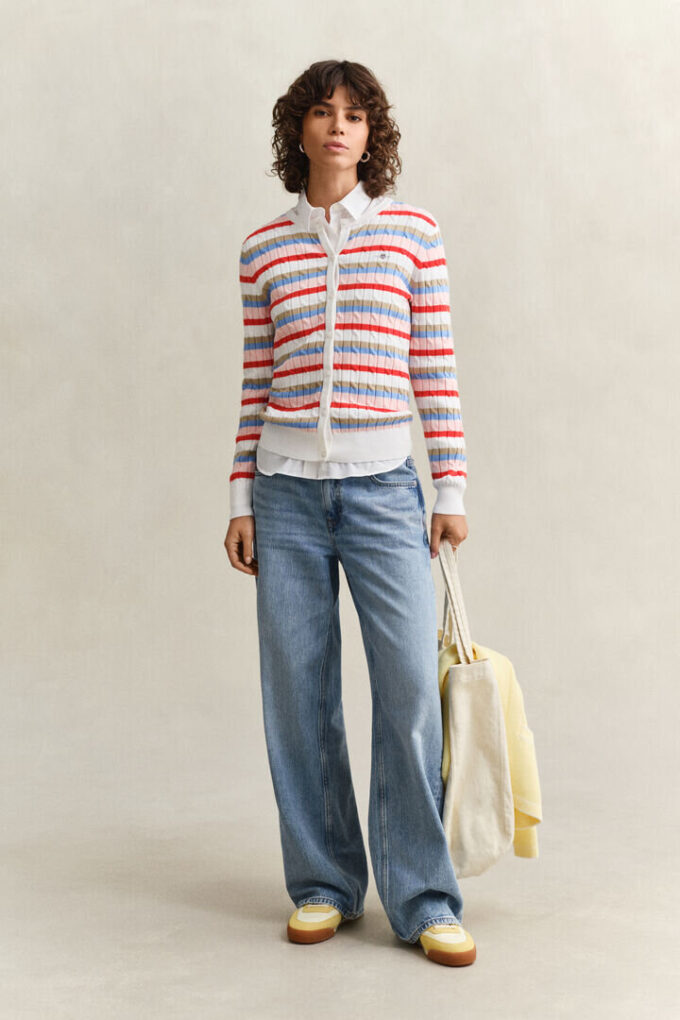Striped Cable Knit Cardigan Striped Cable Knit Cardigan