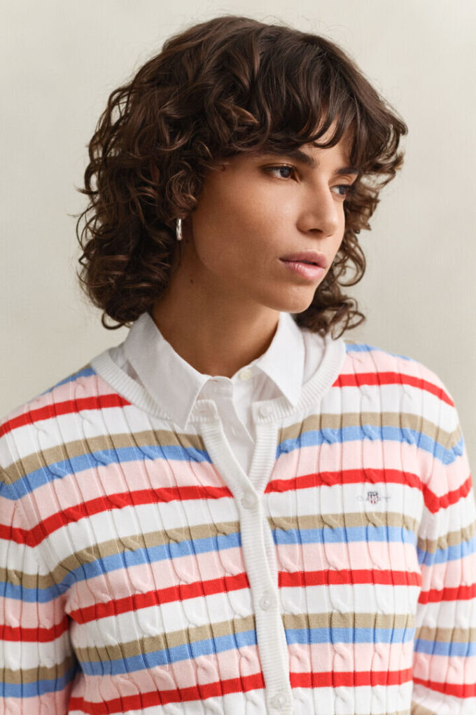 Striped Cable Knit Cardigan Striped Cable Knit Cardigan