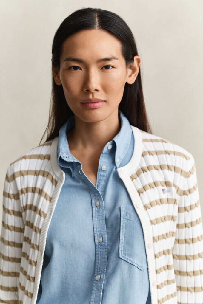 Striped Cable Knit Cardigan Striped Cable Knit Cardigan