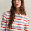 Striped Cable Knit Crew Neck Sweater Striped Cable Knit Crew Neck Sweater