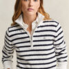 Striped Cable Knit Half-Zip Sweater