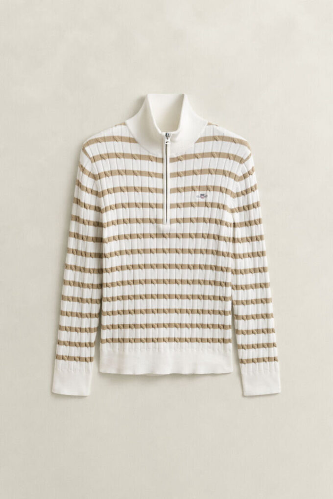Striped Cable Knit Half-Zip Sweater Striped Cable Knit Half-Zip Sweater