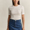 Striped Cable Knit Short Sleeve Sweater Striped Cable Knit Short Sleeve Sweater