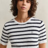 Striped Cable Knit Short Sleeve Sweater Striped Cable Knit Short Sleeve Sweater