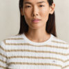 Striped Cable Knit Short Sleeve Sweater Striped Cable Knit Short Sleeve Sweater