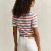 Striped Cable Knit Short Sleeve Sweater Striped Cable Knit Short Sleeve Sweater