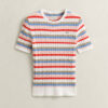 Striped Cable Knit Short Sleeve Sweater Striped Cable Knit Short Sleeve Sweater