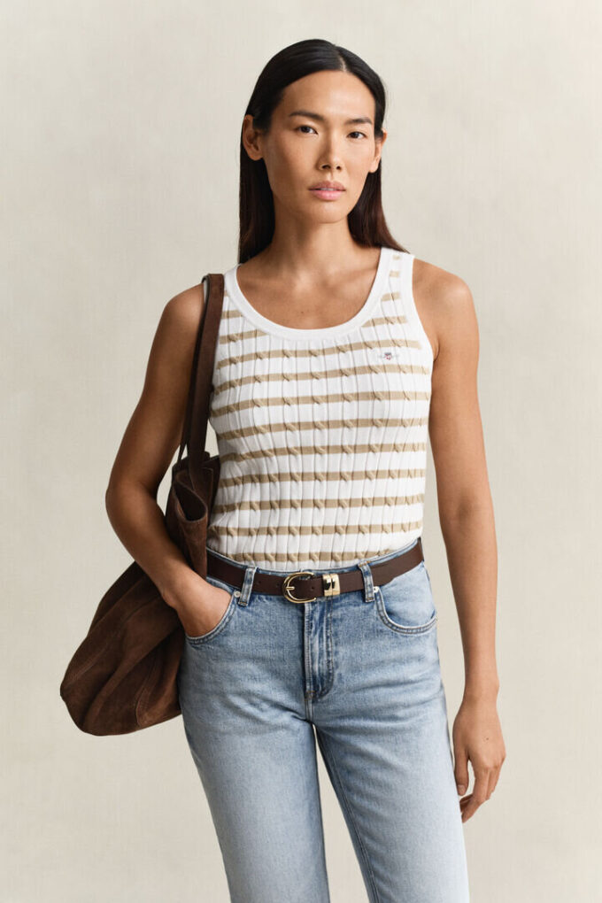 Striped Cable Knit Tank Top Striped Cable Knit Tank Top