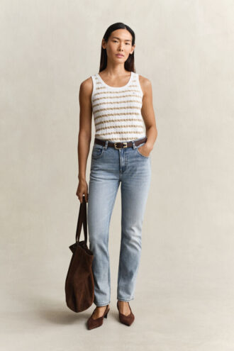 Striped Cable Knit Tank Top