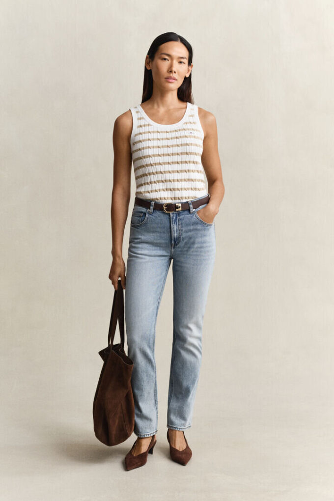 Striped Cable Knit Tank Top Striped Cable Knit Tank Top