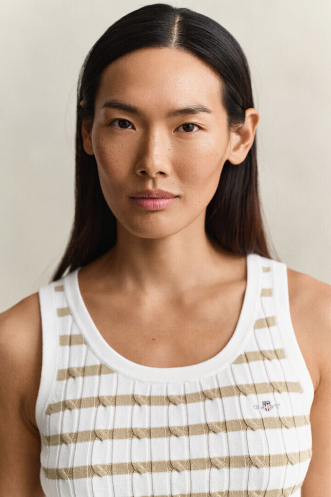 Striped Cable Knit Tank Top Striped Cable Knit Tank Top