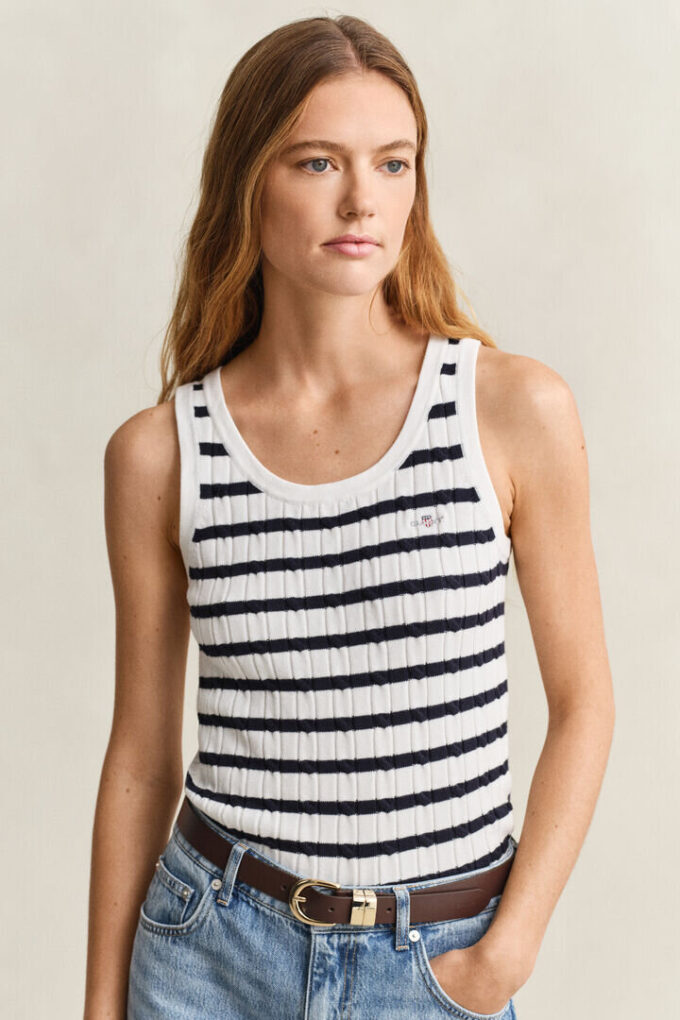 Striped Cable Knit Tank Top Striped Cable Knit Tank Top