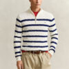 Striped Cotton Cable Knit Half-Zip Sweater Striped Cotton Cable Knit Half-Zip Sweater