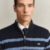 Striped Cotton Cable Knit Half-Zip Sweater Striped Cotton Cable Knit Half-Zip Sweater