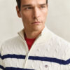 Striped Cotton Cable Knit Half-Zip Sweater Striped Cotton Cable Knit Half-Zip Sweater