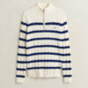 Striped Cotton Cable Knit Half-Zip Sweater Striped Cotton Cable Knit Half-Zip Sweater
