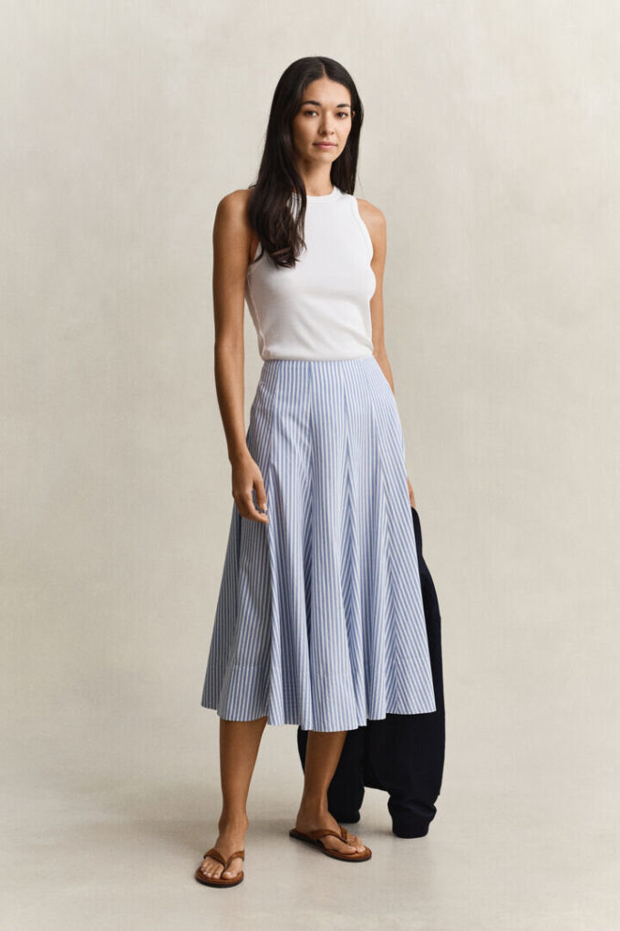 Striped Cotton Midi Skirt Striped Cotton Midi Skirt