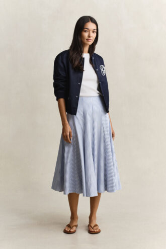 Striped Cotton Midi Skirt Striped Cotton Midi Skirt