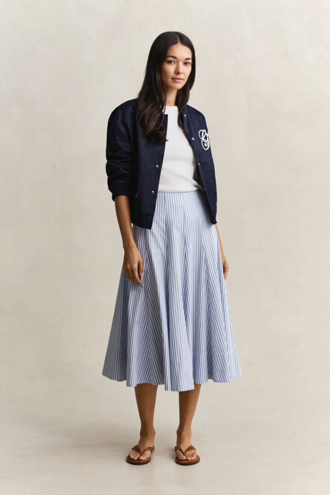 Striped Cotton Midi Skirt Striped Cotton Midi Skirt
