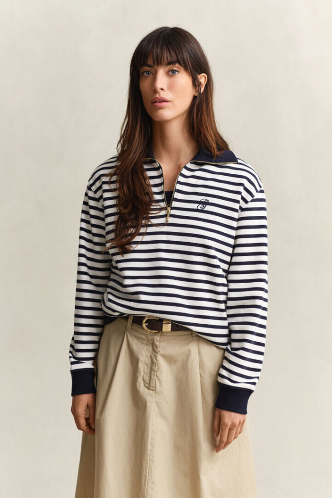 Striped Half-Zip Sweatshirt Striped Half-Zip Sweatshirt