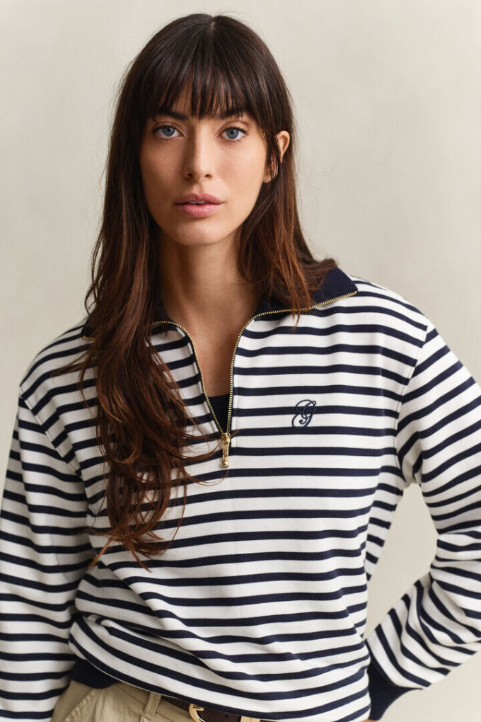 Striped Half-Zip Sweatshirt Striped Half-Zip Sweatshirt