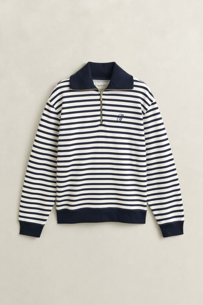 Striped Half-Zip Sweatshirt Striped Half-Zip Sweatshirt