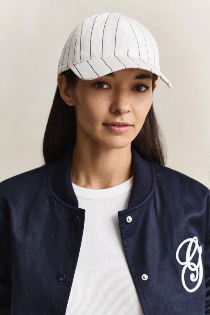 Striped Linen Blend Cap Striped Linen Blend Cap
