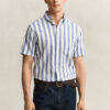 Striped Linen Blend Short Sleeve Shirt Striped Linen Blend Short Sleeve Shirt