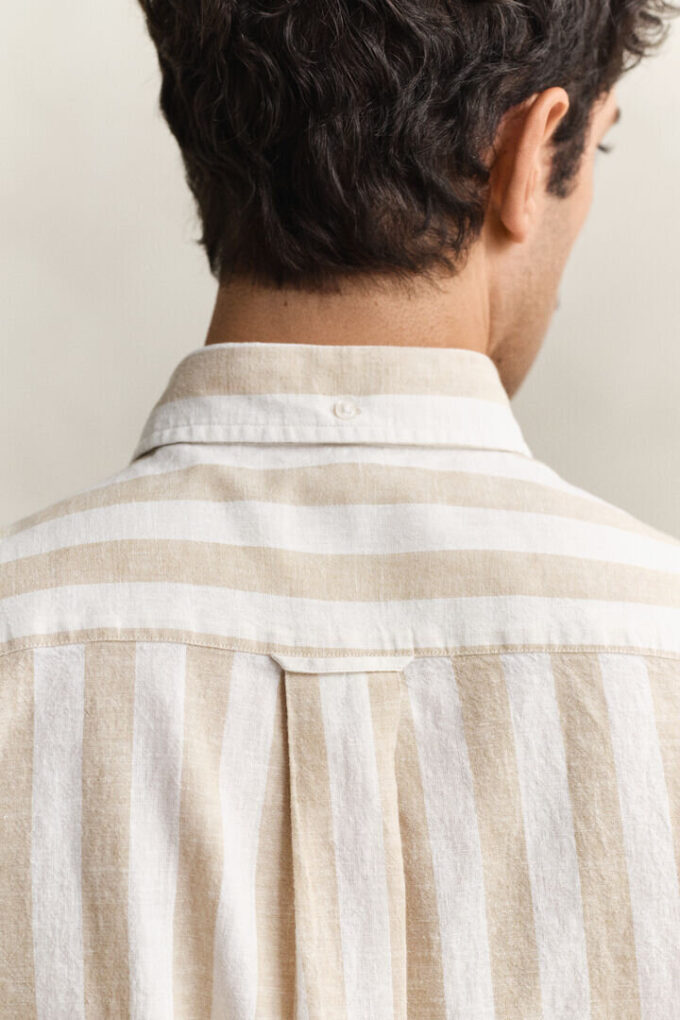 Striped Linen Blend Short Sleeve Shirt Striped Linen Blend Short Sleeve Shirt