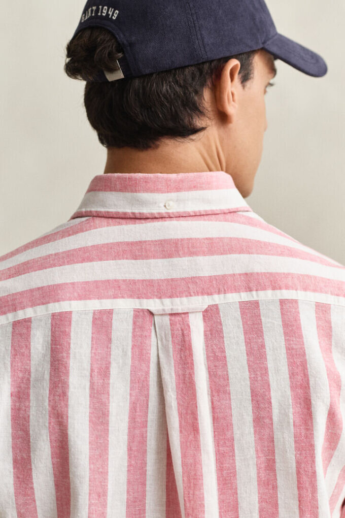 Striped Linen Blend Short Sleeve Shirt Striped Linen Blend Short Sleeve Shirt