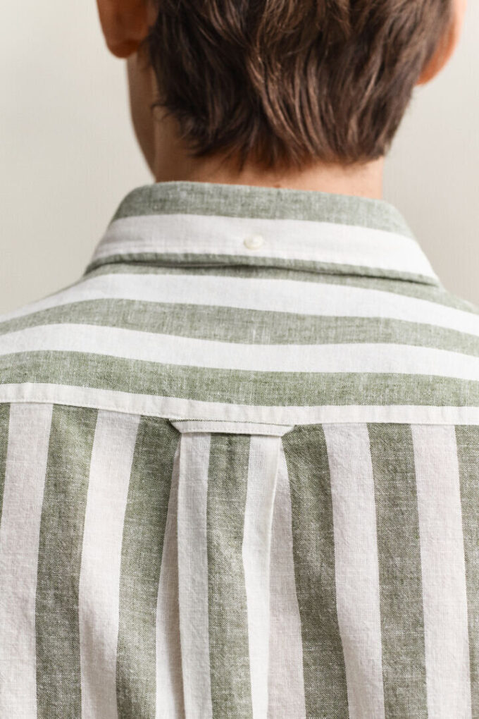 Striped Linen Blend Short Sleeve Shirt Striped Linen Blend Short Sleeve Shirt