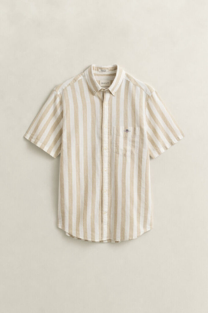 Striped Linen Blend Short Sleeve Shirt Striped Linen Blend Short Sleeve Shirt
