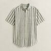 Striped Linen Blend Short Sleeve Shirt Striped Linen Blend Short Sleeve Shirt