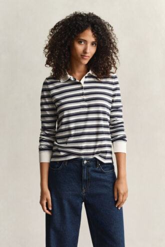 Striped Long Sleeve Polo Shirt Striped Long Sleeve Polo Shirt