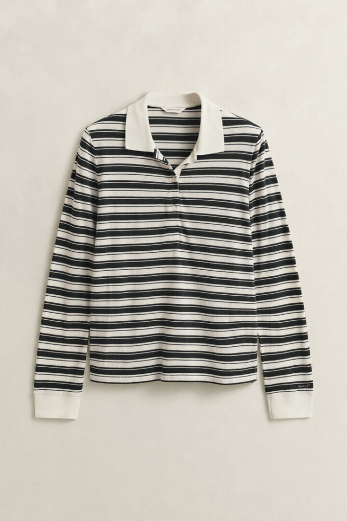Striped Long Sleeve Polo Shirt
