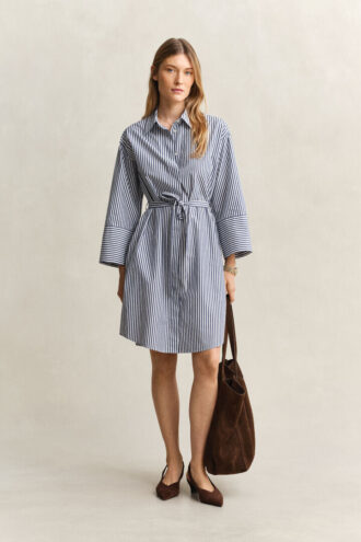 Striped Poplin Shirt Dress