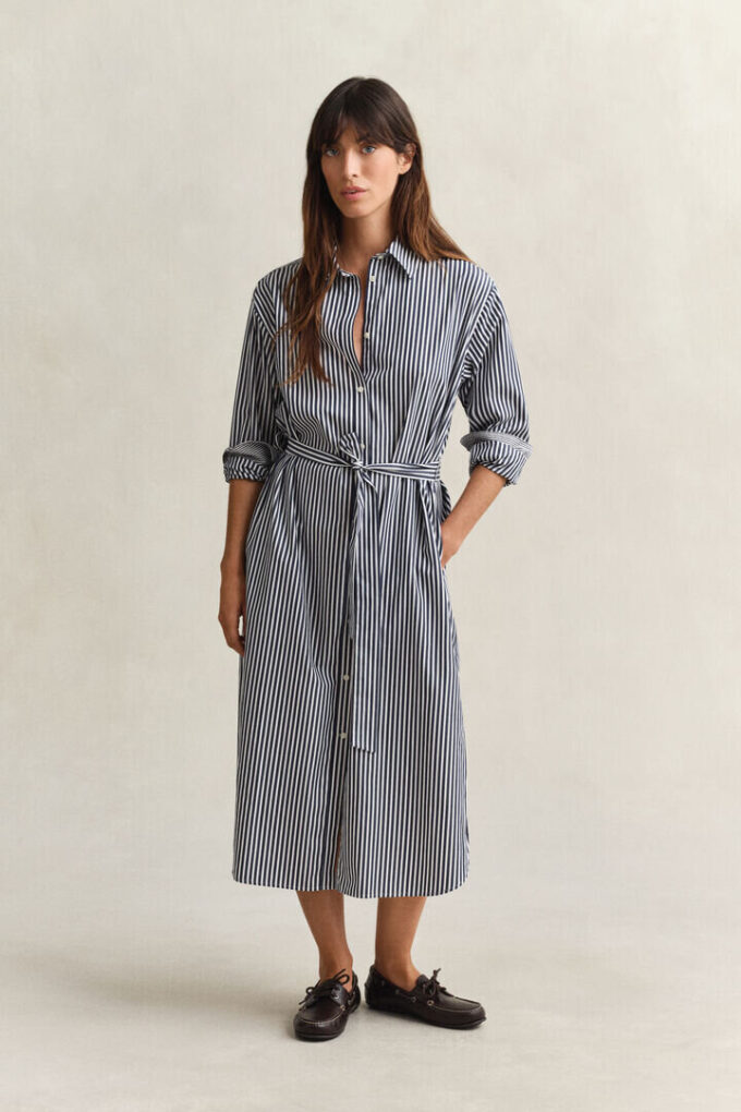 Striped Poplin Shirt Dress