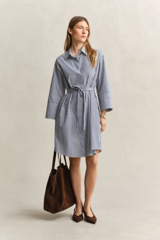 Striped Poplin Shirt Dress