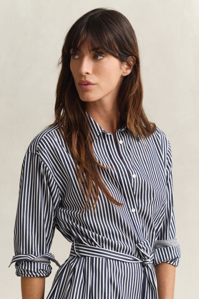 Striped Poplin Shirt Dress