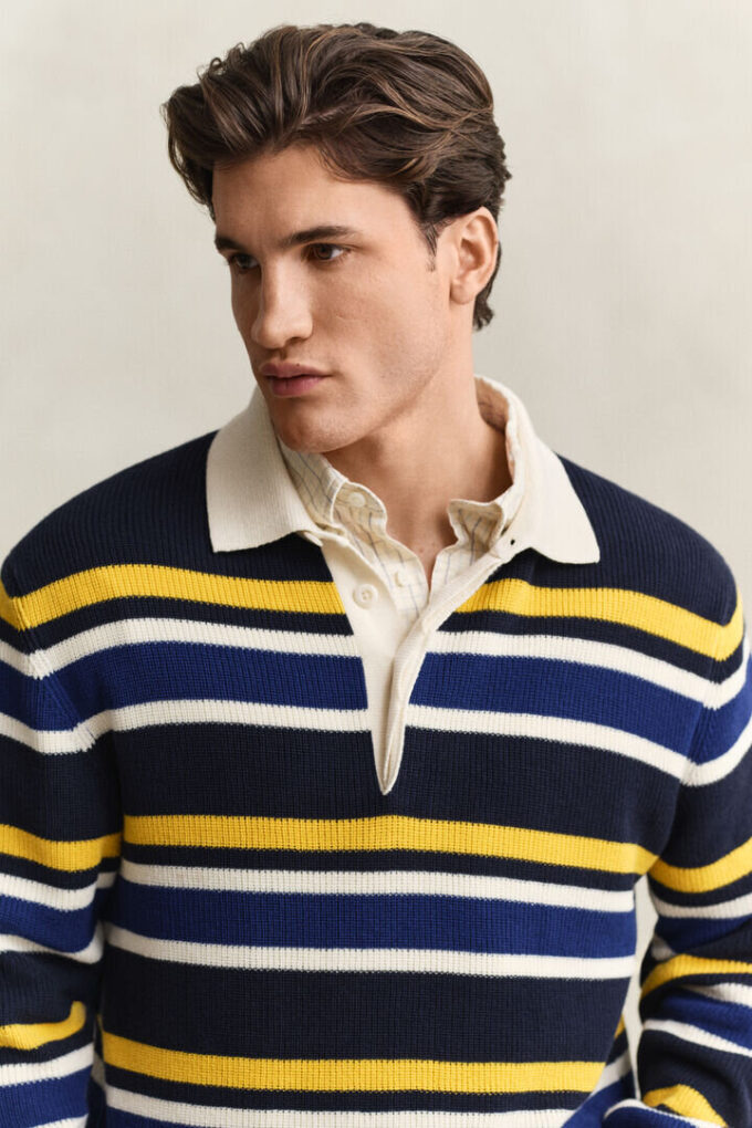 Striped Rib Polo Sweater Striped Rib Polo Sweater