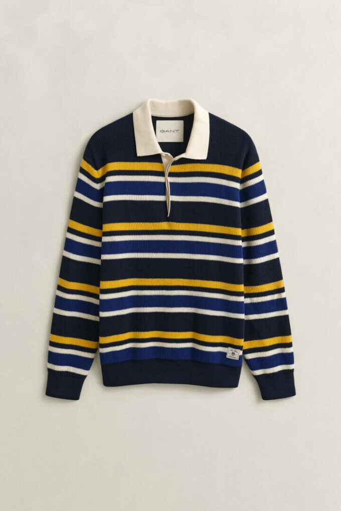 Striped Rib Polo Sweater Striped Rib Polo Sweater