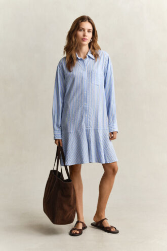 Striped Seersucker Shirt Dress