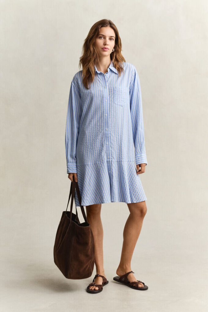 Striped Seersucker Shirt Dress Striped Seersucker Shirt Dress