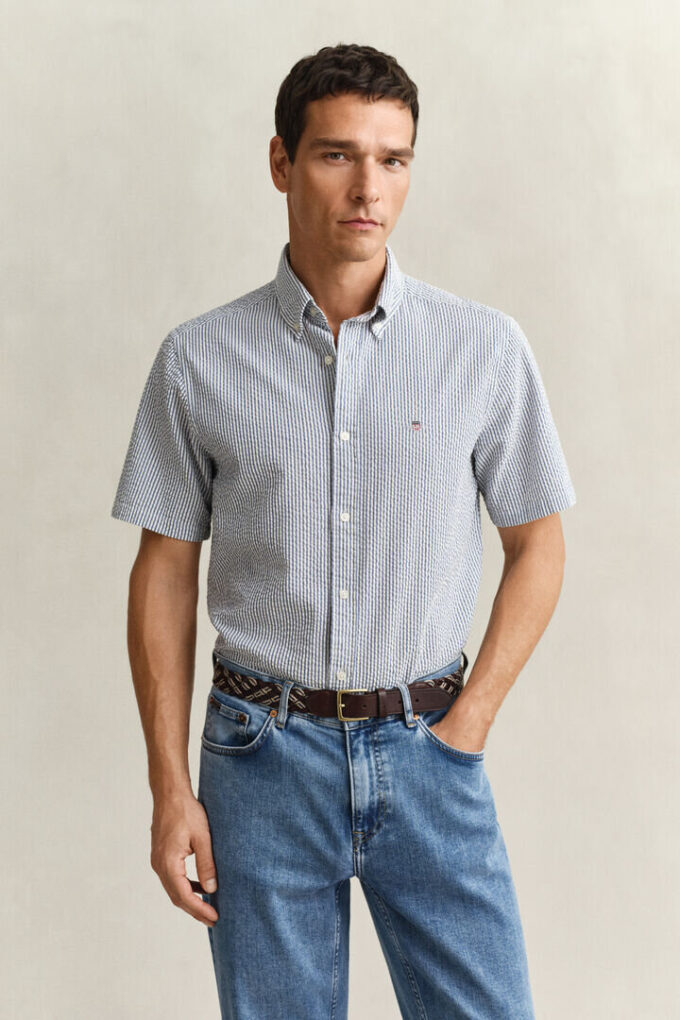 Striped Seersucker Short Sleeve Shirt Striped Seersucker Short Sleeve Shirt