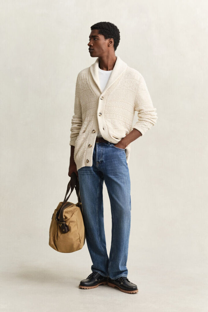 Textured Cotton Blend Cardigan Textured Cotton Blend Cardigan