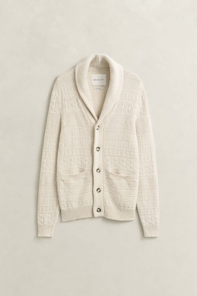 Textured Cotton Blend Cardigan Textured Cotton Blend Cardigan