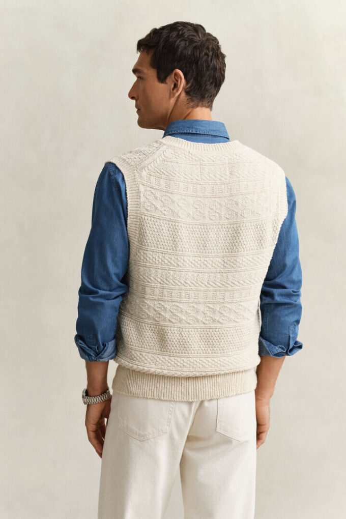 Textured Cotton Blend Vest Textured Cotton Blend Vest