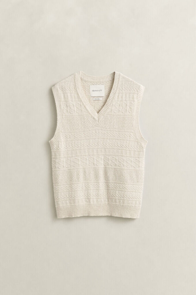 Textured Cotton Blend Vest Textured Cotton Blend Vest